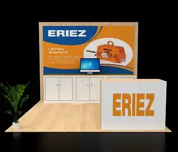 10×10 exhibit display with product shelves