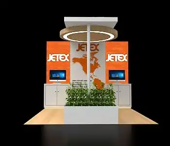 Trade show booth 10×10 with dual display towers