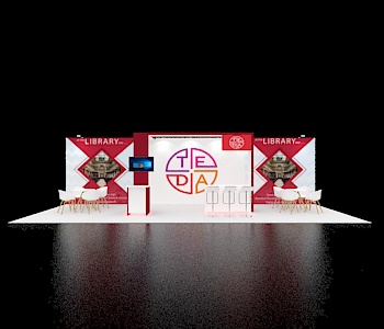 Exhibit stand 10x30 with counters and storage