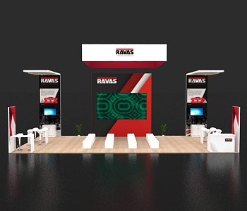 20x40 booth with innovative display solutions