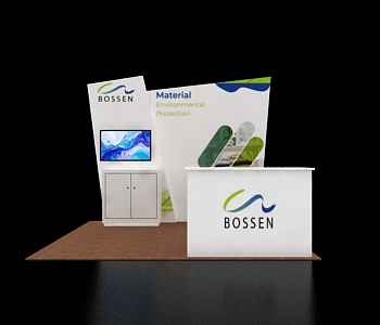 10×10 booth layout with meeting area