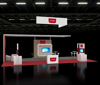 Spacious 20x40 trade show booth with reception area